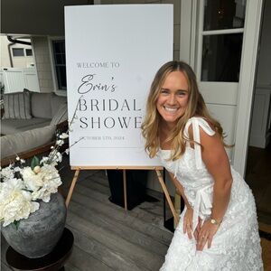 White floral dress- bridal shower, engagement or wedding!